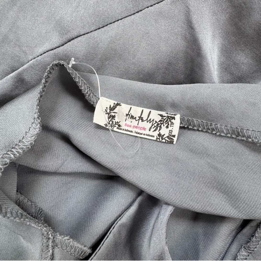 Free People Intimately Midi Slip Dress Satin Blue Grey - Picture 3 of 3